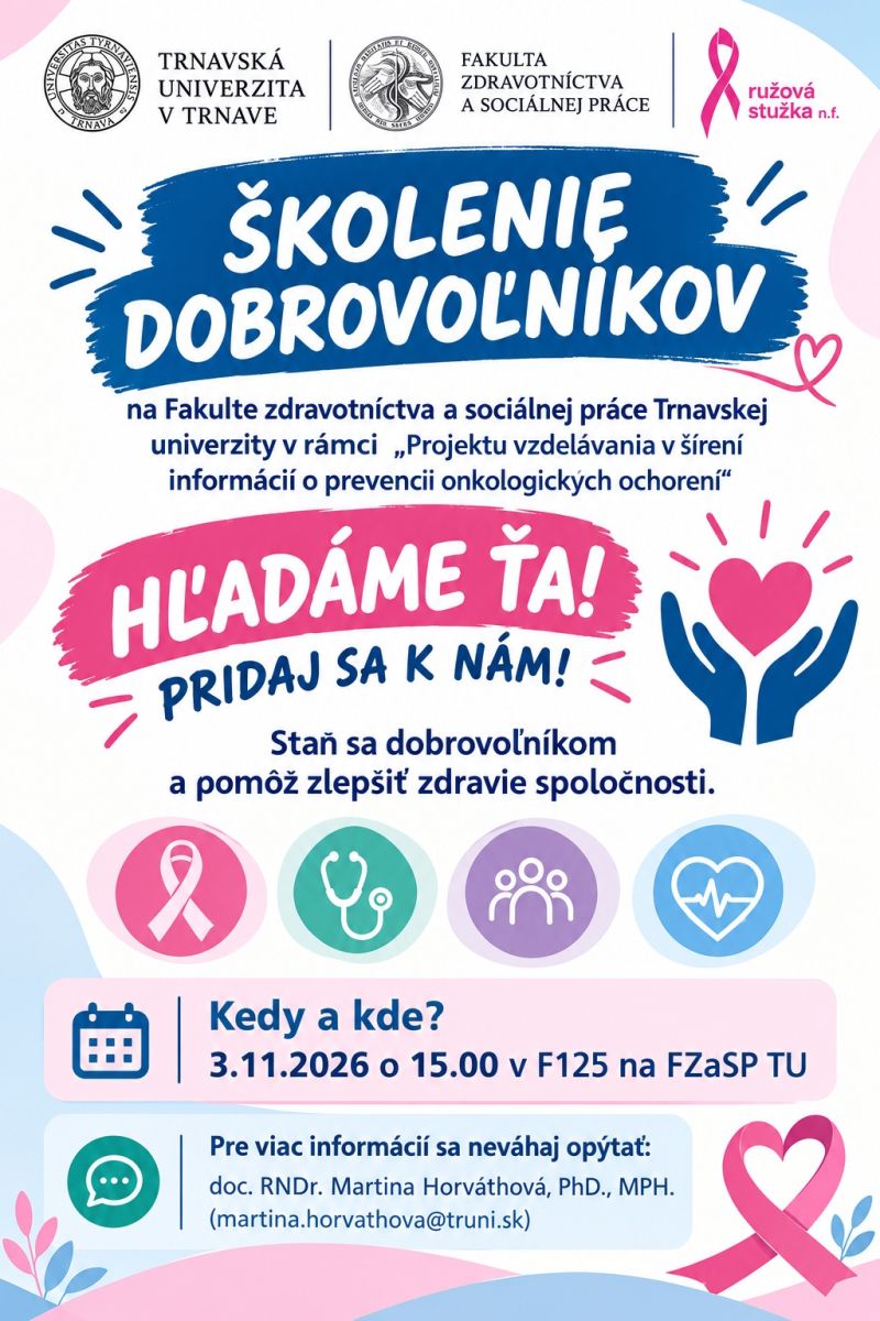 Pozvánka na školenie dobrovoľníkov